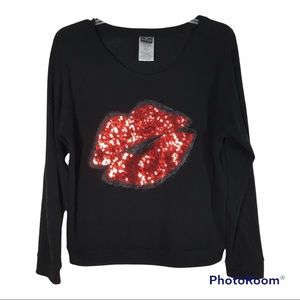 Stranded Red Sequin Lip Kiss Top Medium